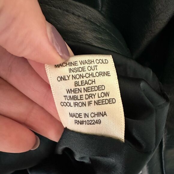 Skies Are Blue Vegan Leather Moto Jacket Astro Green Size Small - Picture 9 of 11